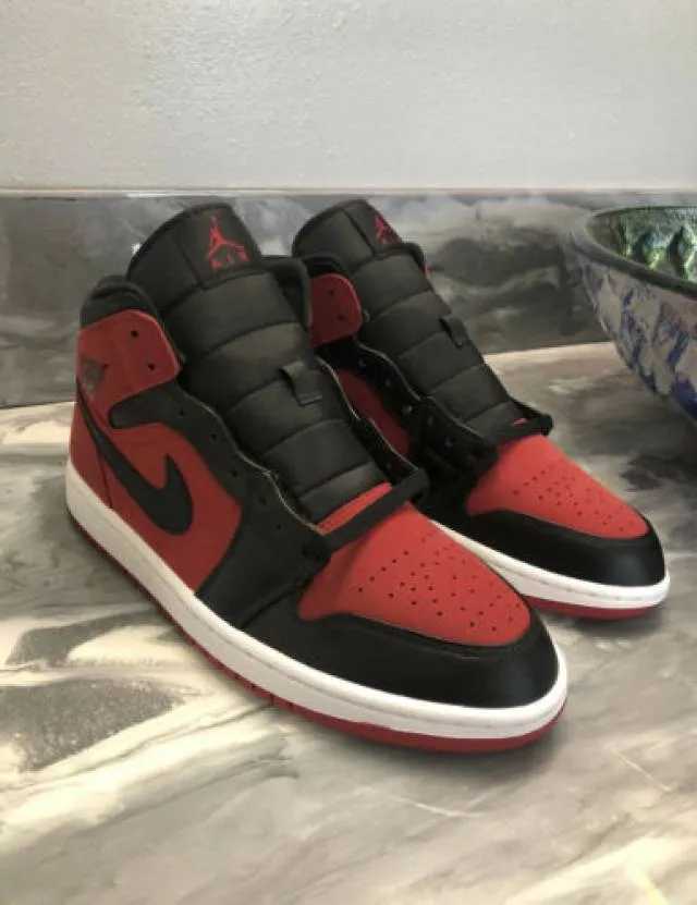 2018 Nike Air Jordan 1 Mid Gym Red/Black-White Size 10.5