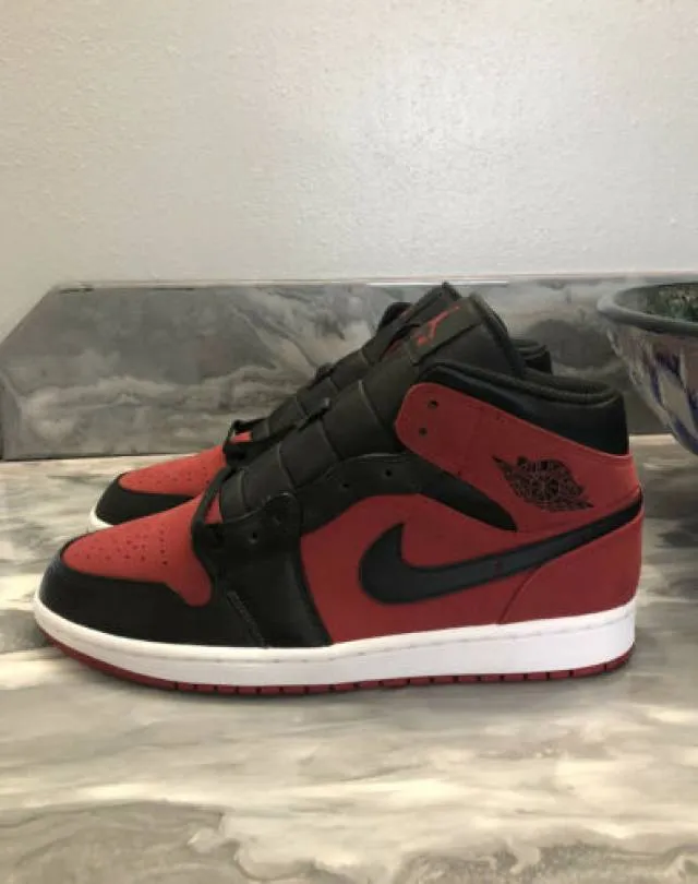 2018 Nike Air Jordan 1 Mid Gym Red/Black-White Size 10.5