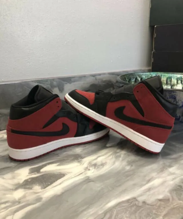 2018 Nike Air Jordan 1 Mid Gym Red/Black-White Size 10.5