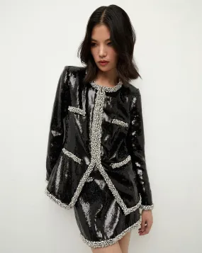 Alessia Pearl-Trim Sequin Jacket