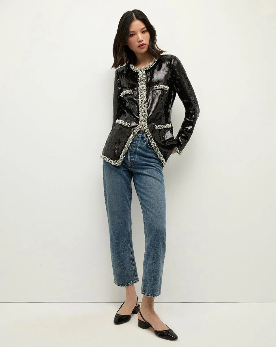 Alessia Pearl-Trim Sequin Jacket