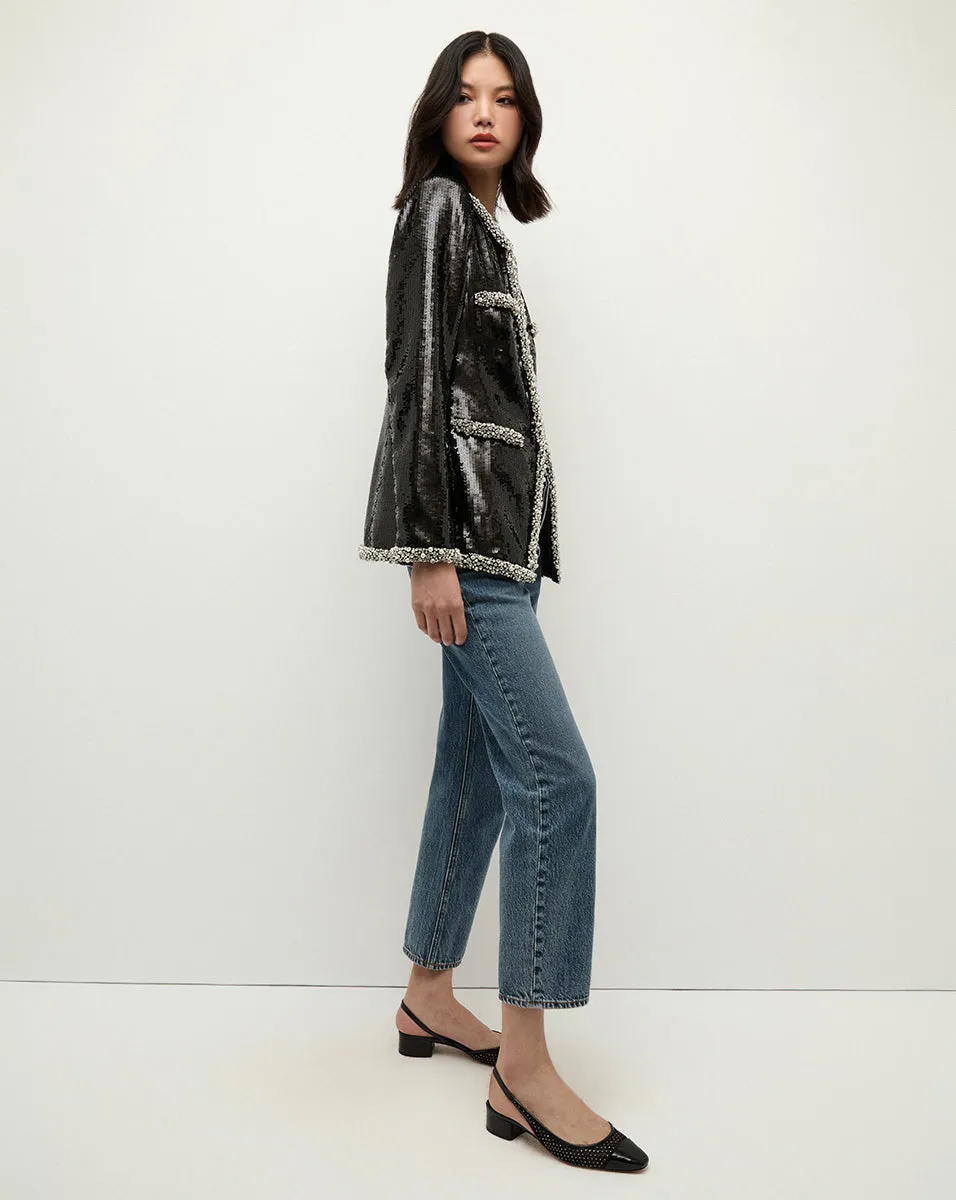 Alessia Pearl-Trim Sequin Jacket