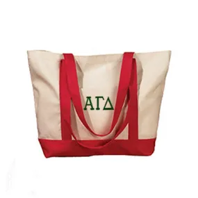 Alpha Gamma Delta Canvas Boat Tote, 1-Color Greek Letters - BE004 - EMB