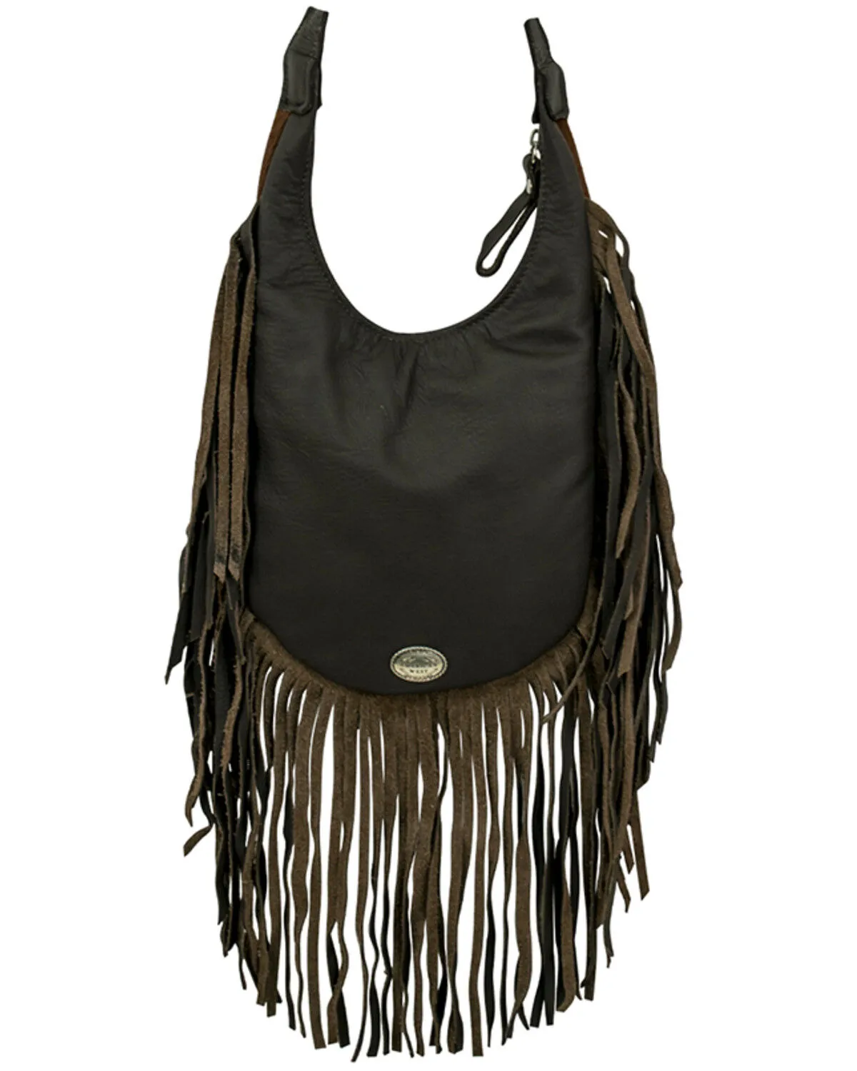 American West Women's Brindle Hair-On Studded Fringe Crossbody