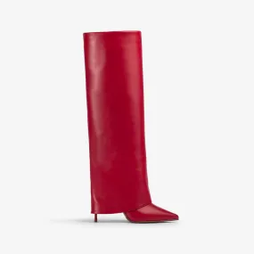 ANDY BOOT 100 mm Red leather cuffed knee boot