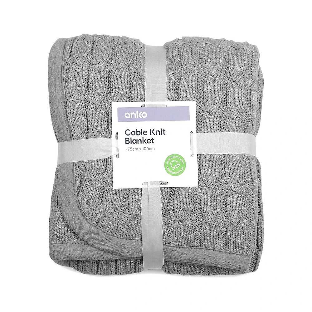 Anko Organic Cotton Cable-Knit Baby Blanket