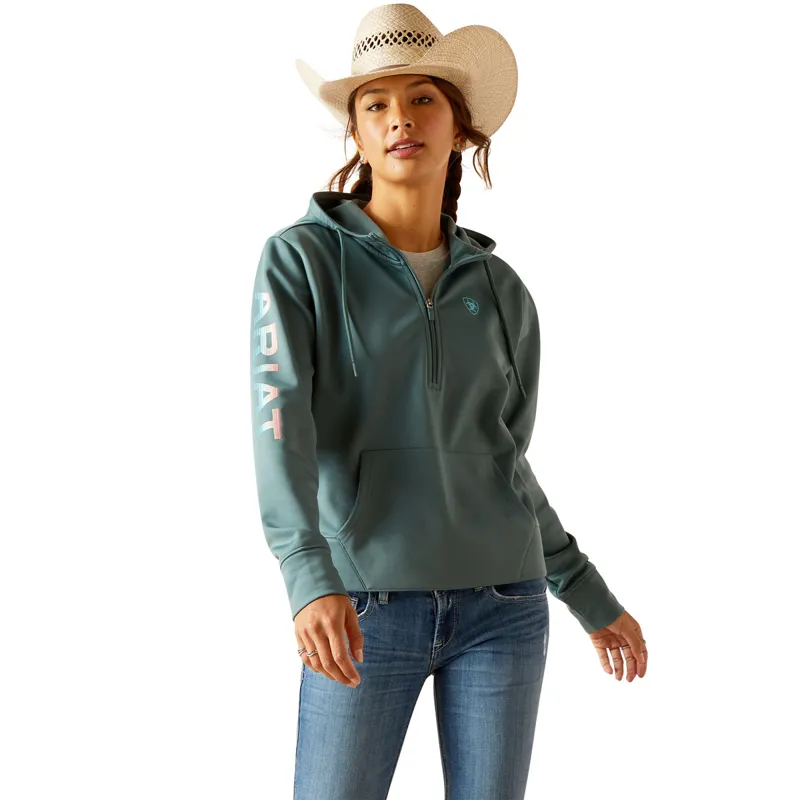 AriatTEK Quarter Zip Ladies Hoodie - North Atlantic