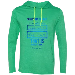 Bible Verse Men Long Sleeve T-Shirt Hoodie - Lead Me To The Rock That Is Higher Than I ~Psalm 61:2~ Design 5