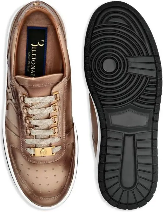 Billionaire Lo-top logo-patch sneakers Neutrals