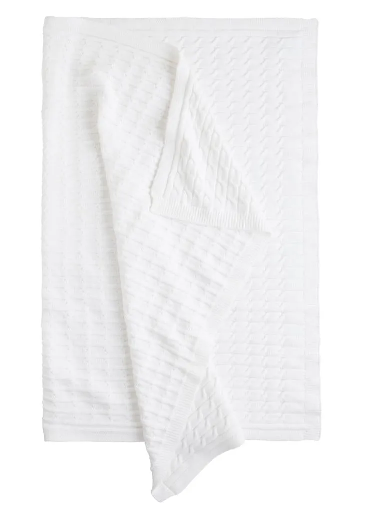 Cable Knit Blanket - White