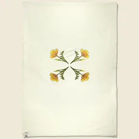 California Poppies Large Wool Blanket - Bone