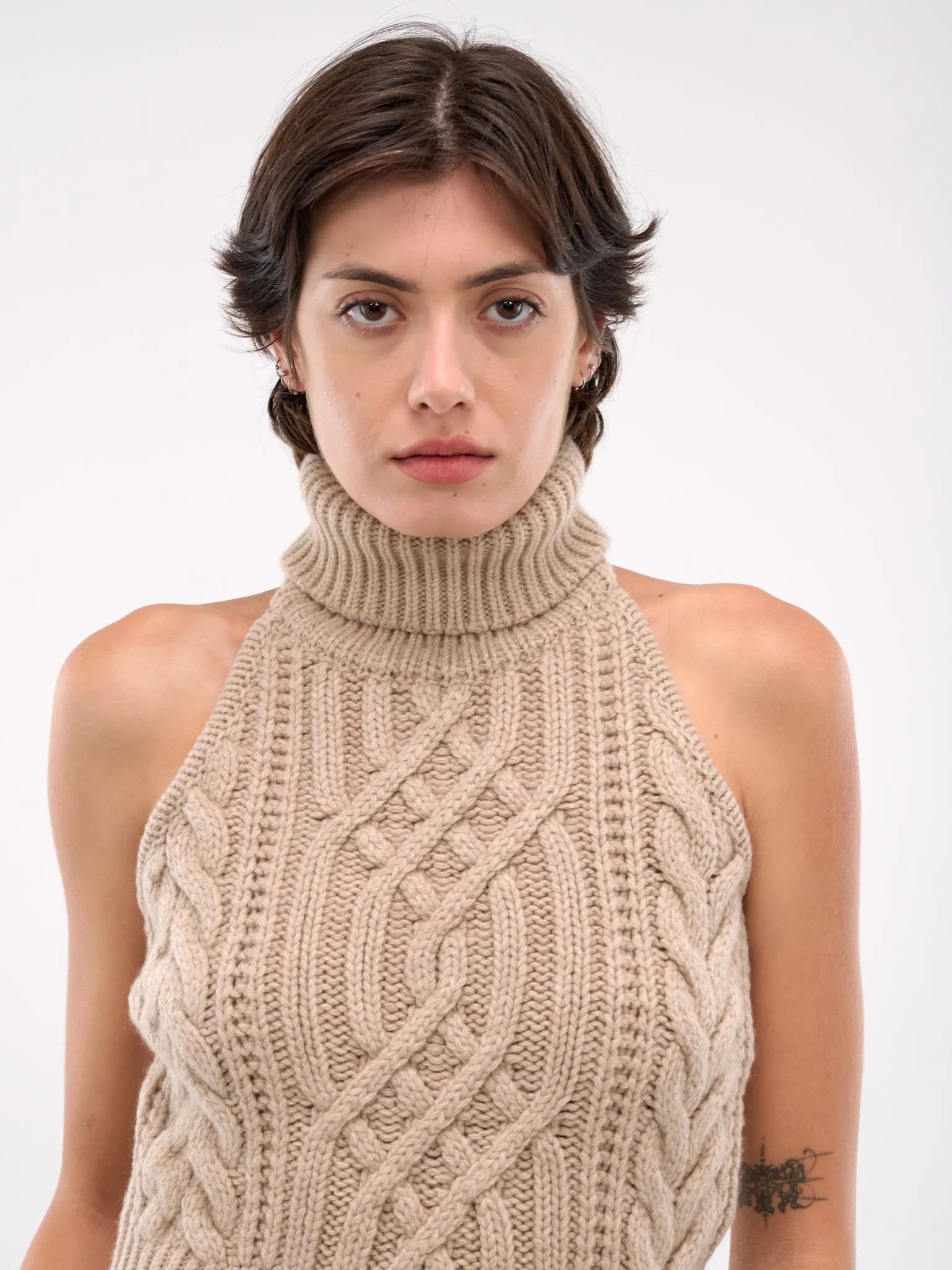 Cashmere Knit Sleeveless Turtleneck (14-363924-BEIGE)