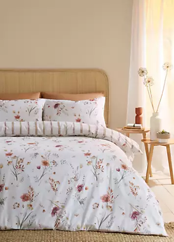 Catherine Lansfield Harvest Flowers Brushed Cotton Natural Duvet Cover Set | Kaleidoscope