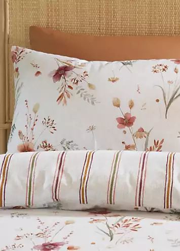 Catherine Lansfield Harvest Flowers Brushed Cotton Natural Duvet Cover Set | Kaleidoscope