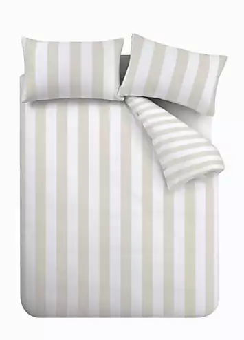 Catherine Lansfield Natural Cove Stripe Reversible Duvet Cover Set | Kaleidoscope