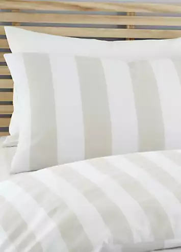 Catherine Lansfield Natural Cove Stripe Reversible Duvet Cover Set | Kaleidoscope