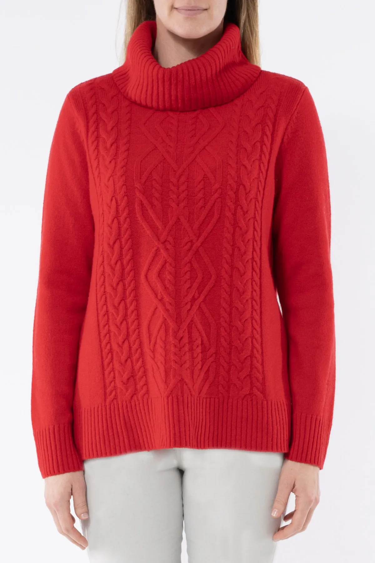 Cowl Neck Cable Women's Pullover