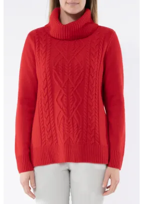 Cowl Neck Cable Women's Pullover