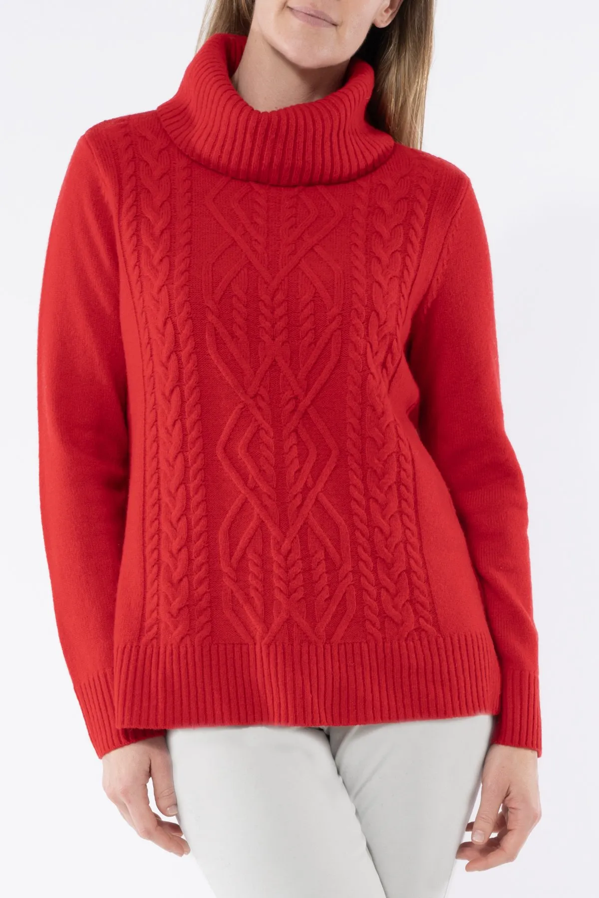 Cowl Neck Cable Women's Pullover