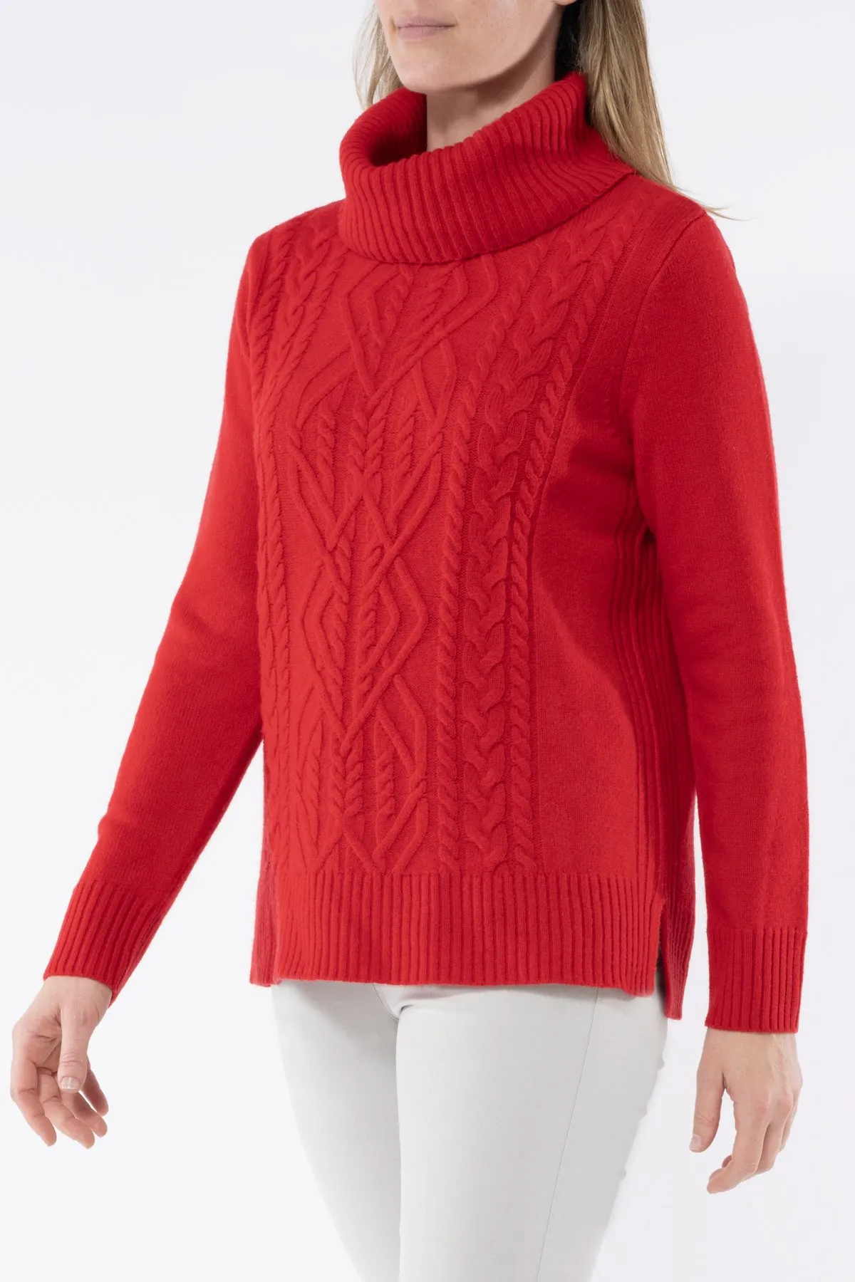 Cowl Neck Cable Women's Pullover