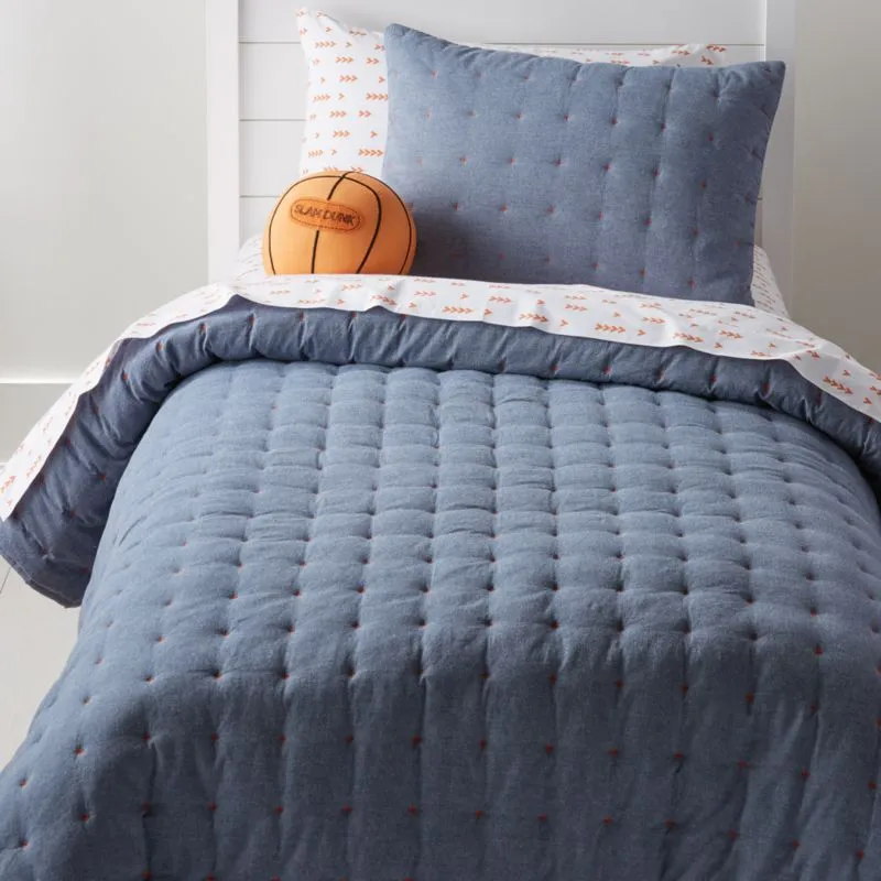 Crate&Barrel Chambray Blue Kids Pillow Sham