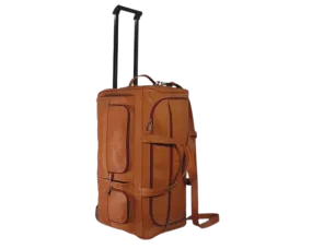 David King Rolling Leather Travel Duffle Bag With Wheels - Horizon Leathers