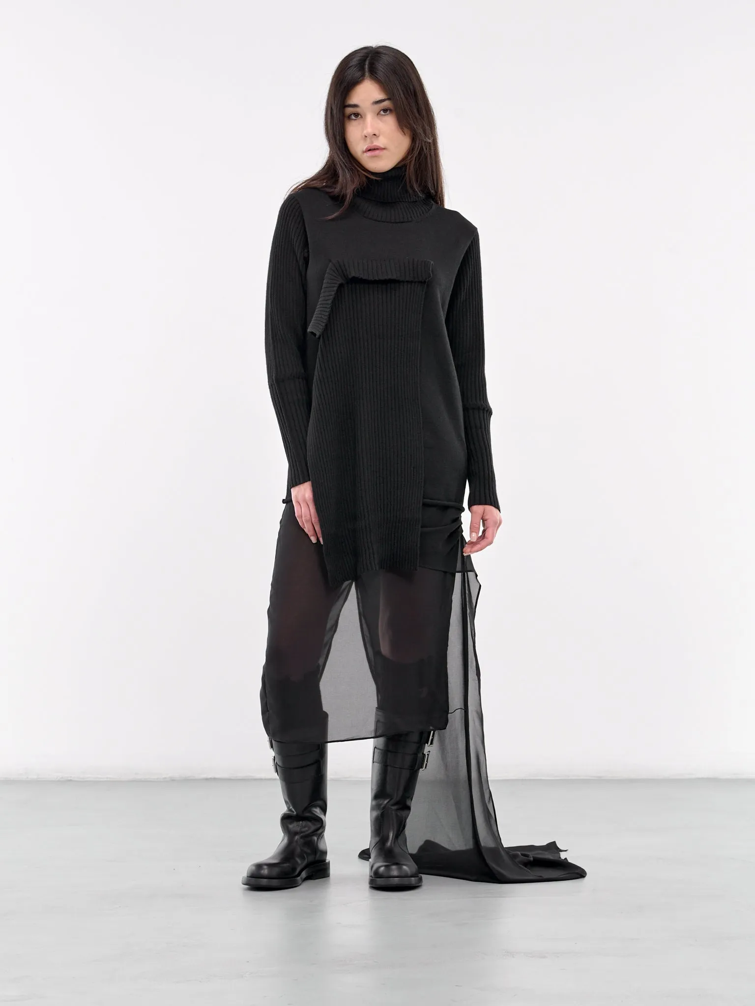 Draped Knit Turtleneck (FO-K31-183-BLACK)