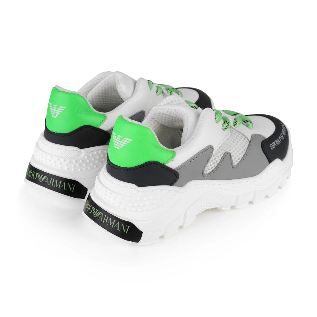 Emporio Armani Boys trainers - Blue & Green Leather Trainers