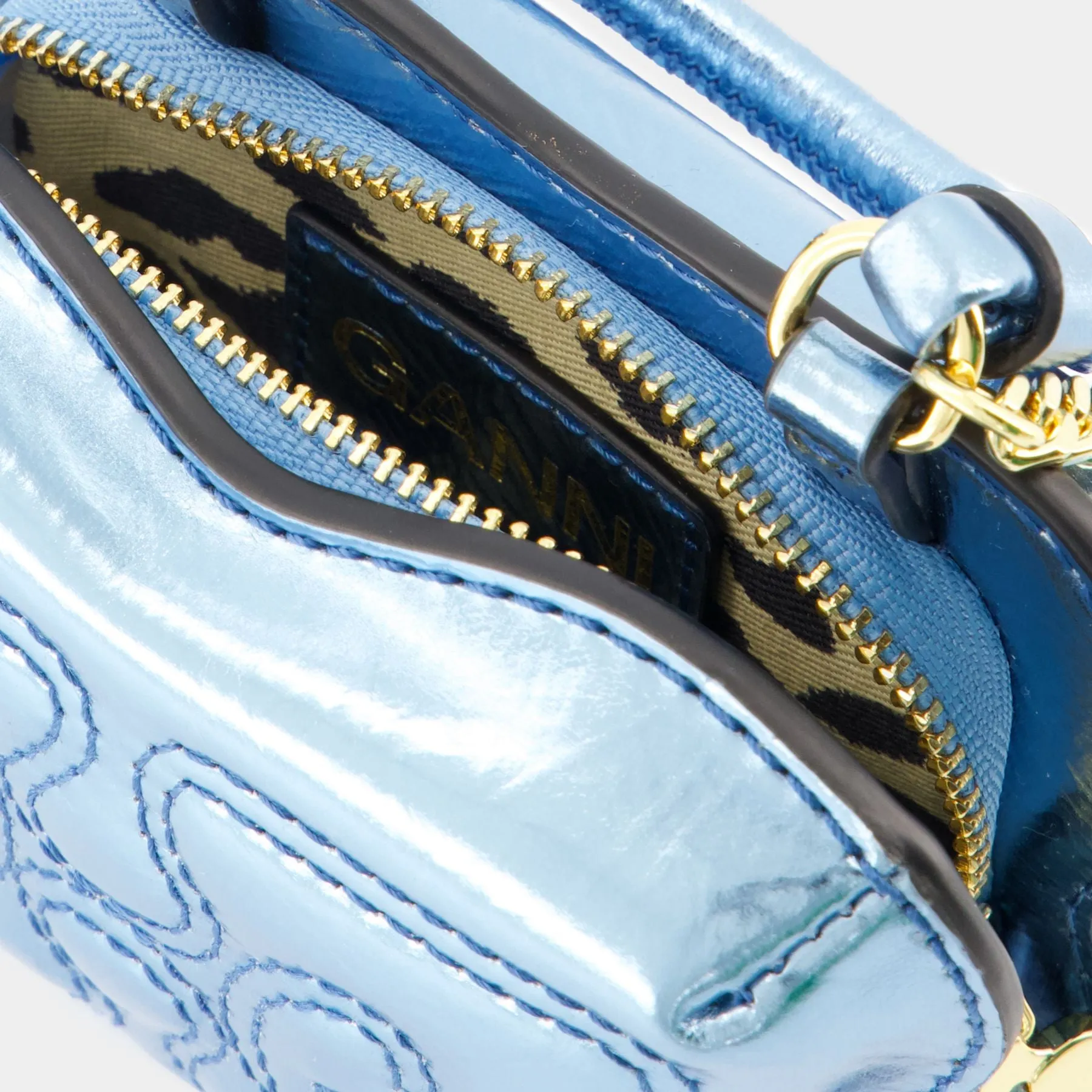 Ganni  Butterfly Nano Crossbody - Ganni - Synthetic Leather - Blue