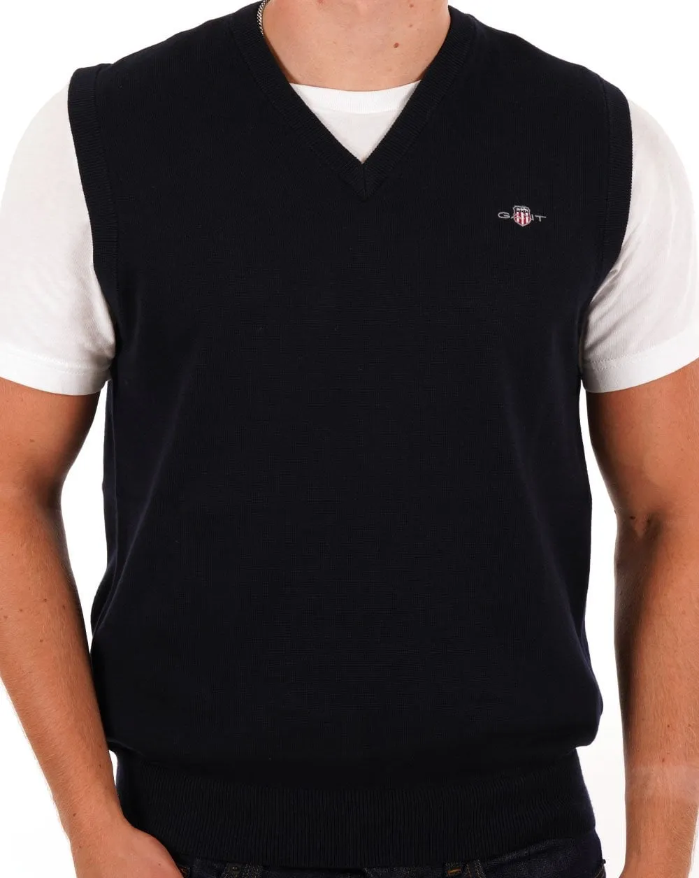 Gant V-Neck Pullover Tank Top Navy Blue