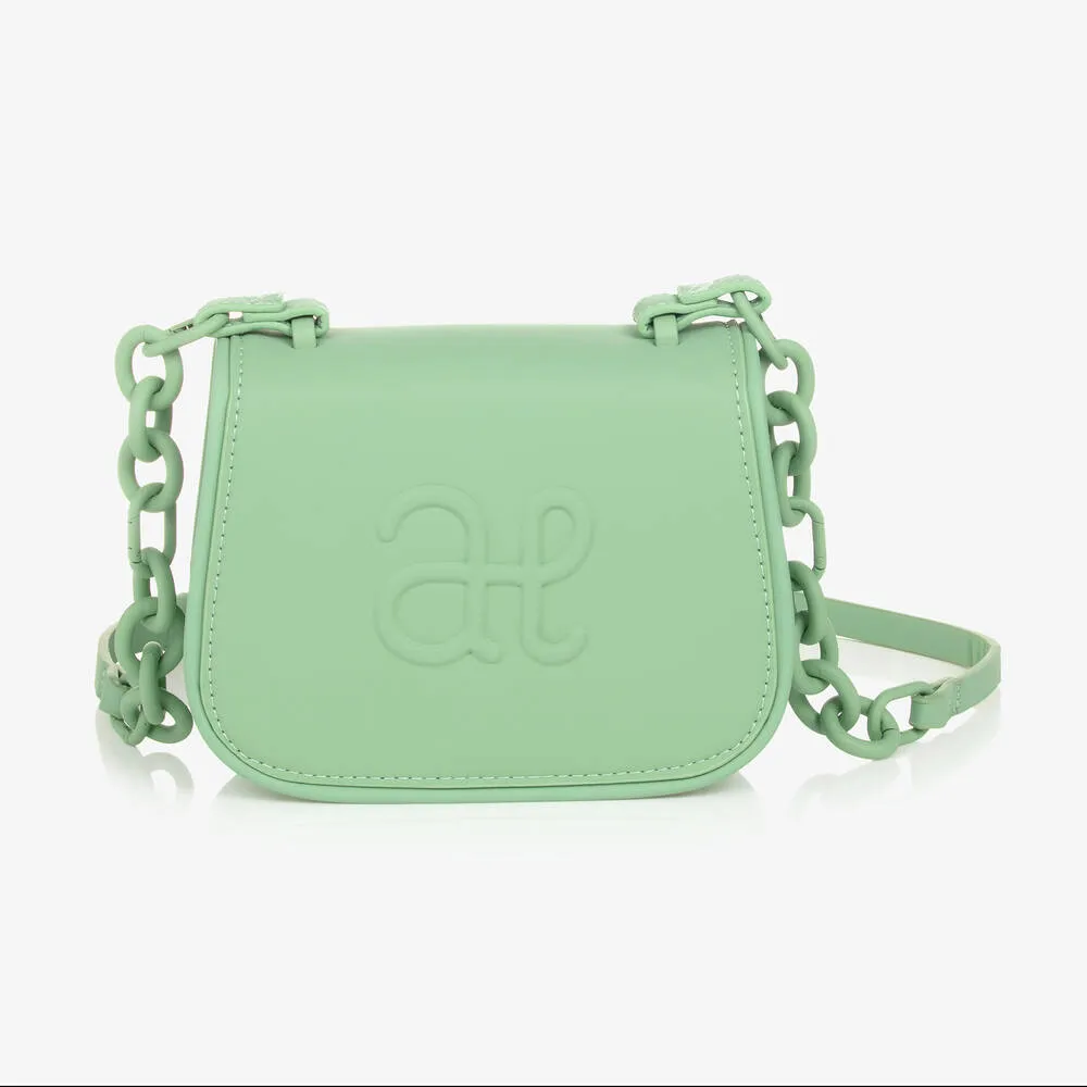 Girls Green Monogram Shoulder Bag (18cm)