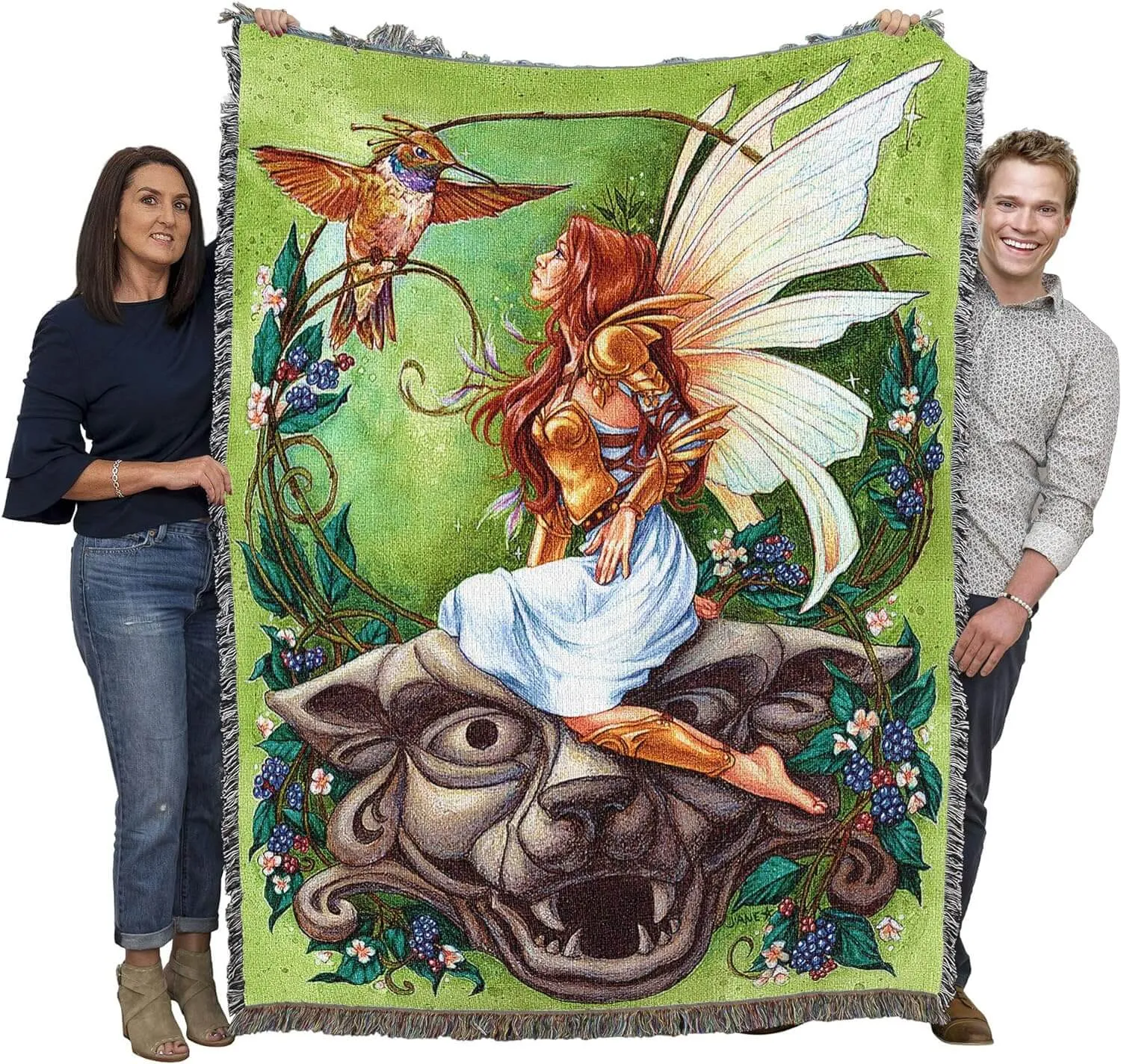 Golden Hummingbird Clan Tapestry Blanket