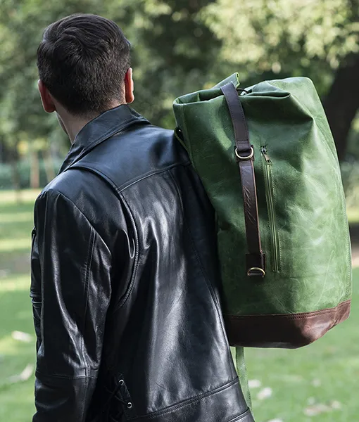 Green Leather Multi-Function Travel Bag | TLC