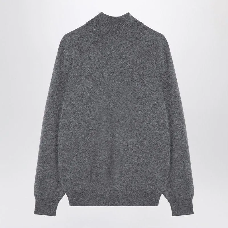 GREY TURTLENECK SWEATER WITH ZIP