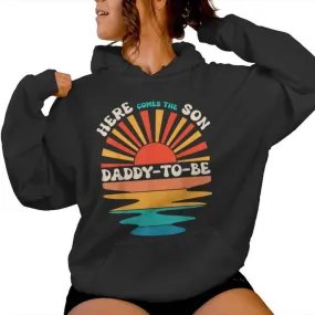 Groovy Sunset Here Comes The Son Daddy To Be Father's Day Women Hoodie