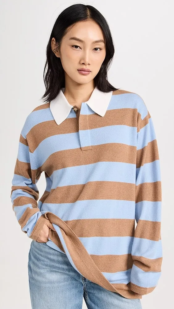 Guest in Residence   Striped Cashmere Rugby Pullover 