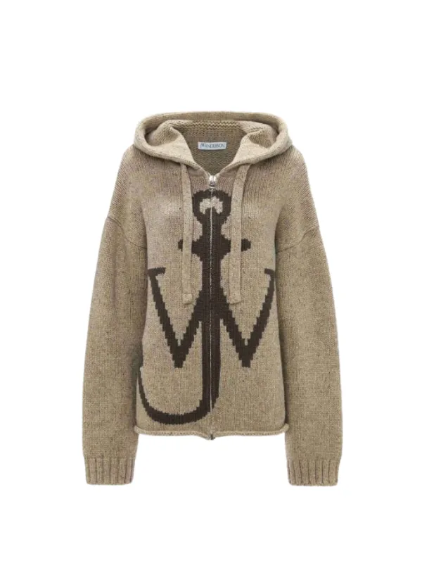 Jw Anderson Hoodie Zipped Anchor Beige