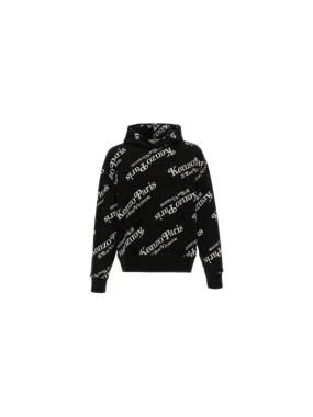 Kenzo Hoodie Allover Print Logo Black