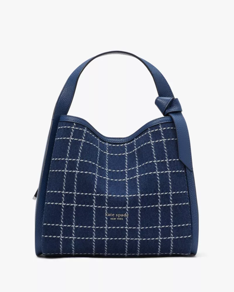 Knott Denim Check Medium Crossbody Tote | Kate Spade GB