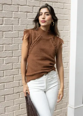 London Fringed Pullover-Taupe ***FINAL SALE***