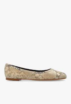 Marcie Python Print Leather Ballet Flats