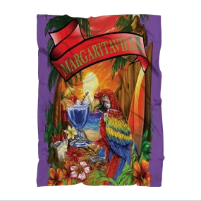 Margaritaville Purple Parrot Beach Premium Sublimation Adult Blanket