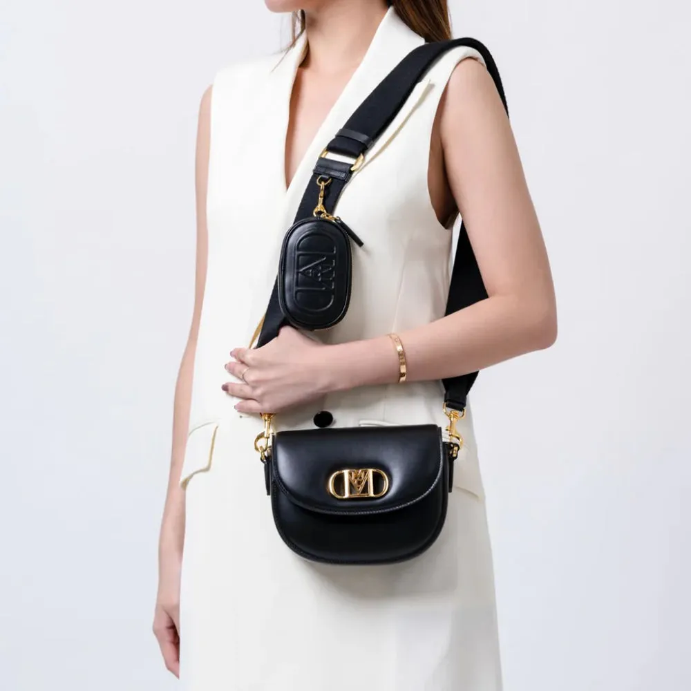 MCM Black Mode Travia Crossbody, Pouch Charm in Lamb Nappa Leather