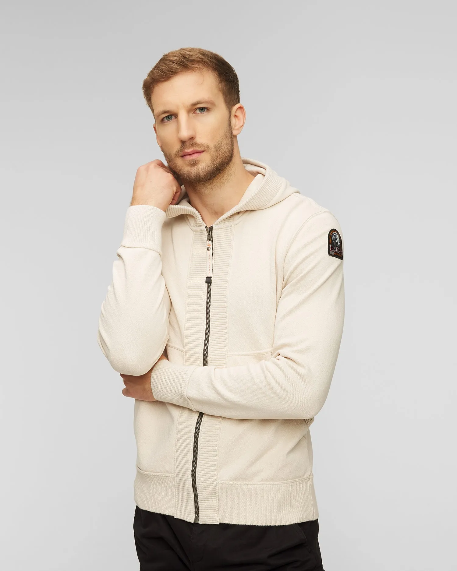 Men's beige hoodie Parajumpers Wilton 23wmpmflgr02-266