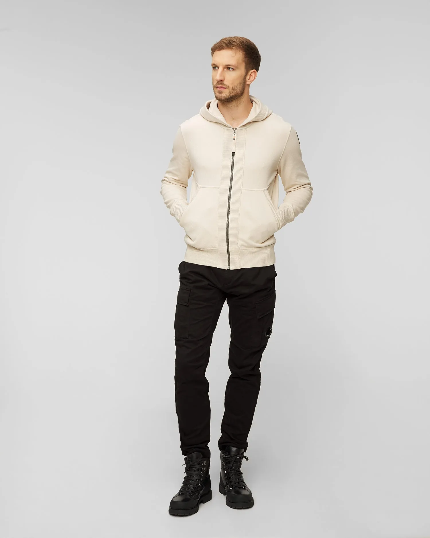 Men's beige hoodie Parajumpers Wilton 23wmpmflgr02-266