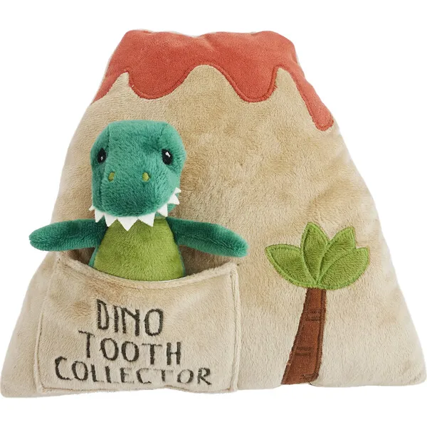 MON AMI Dino Island Tooth Pillow, Tan and Green