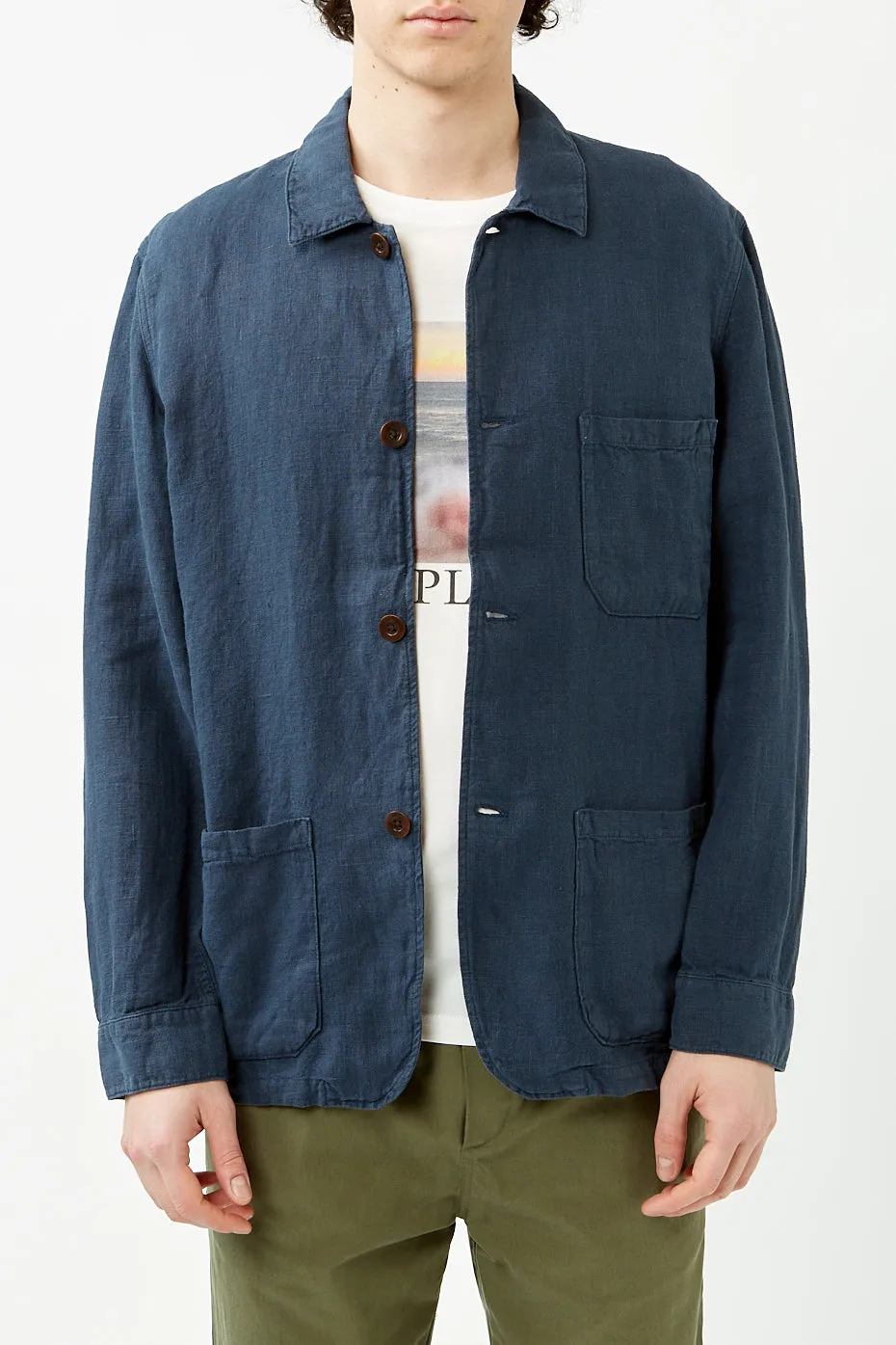 Navy Linen Labura Jacket