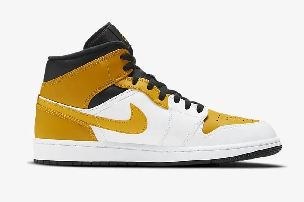 Nike Air Jordan 1 Mid White Black University Gold