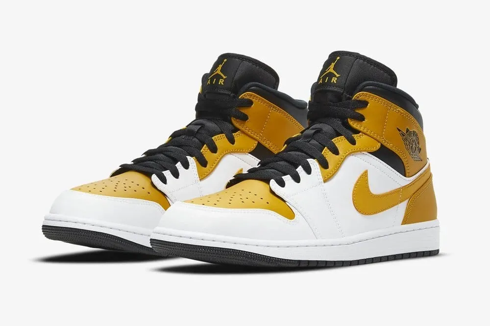 Nike Air Jordan 1 Mid White Black University Gold