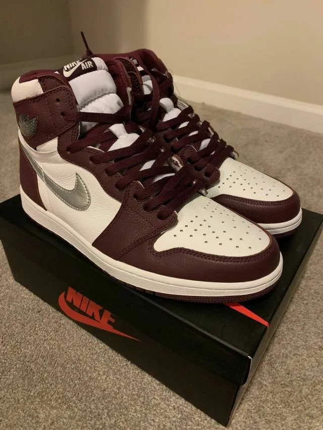 Nike Air Jordan 1 Retro High OG Bordeaux 4-14 White Meta...